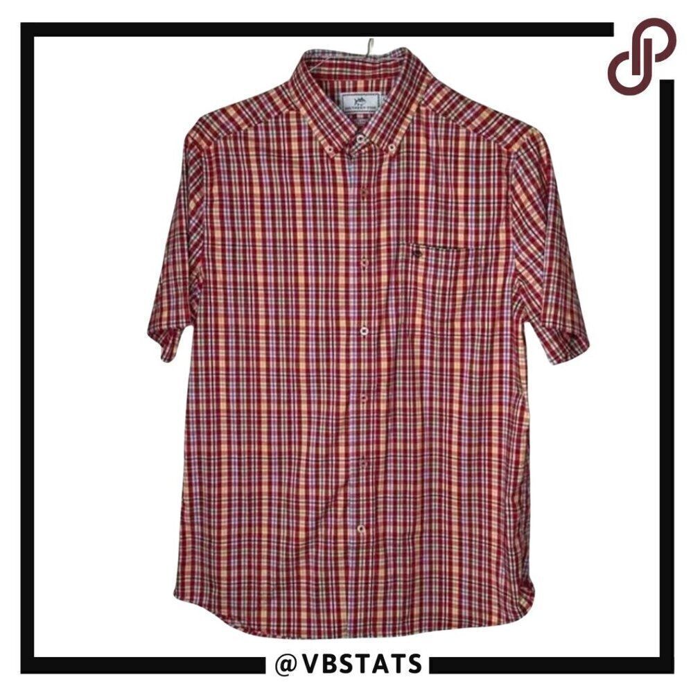 Southern Tide Intercoastal Red-Green-Blue-Yellow Plaid‎ SS Shirt in Size Medium